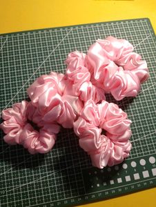Baby Pink Satin Scrunchies.
