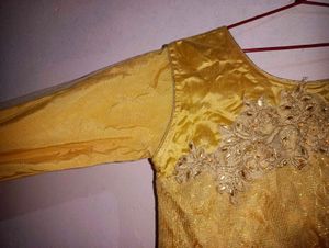 Elegant Gold Anarkali Gown
