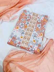 Floral Dress Material with Dupatta