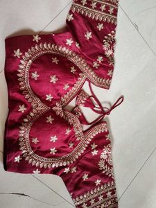 Maroon Embroidered Saree Blouse