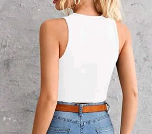 White Sleeveless Tank Top