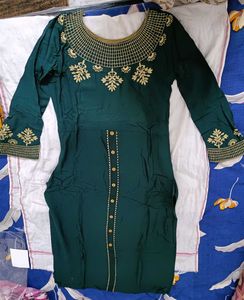 Green Embroidery Kurti