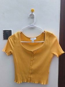 Cute Yellow Ribbed Top