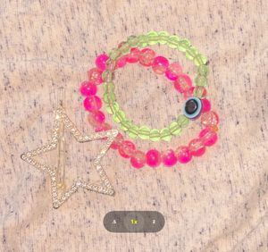 Beaded bracelet and y2k glittery star hairpin