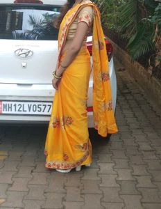 Elegant Yellow Floral Saree