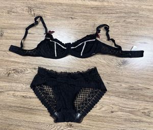 Athena Black Lace Push-up Bra with Bow Detail.