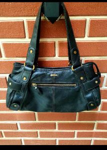 Classic Black Leather Shoulder Bag