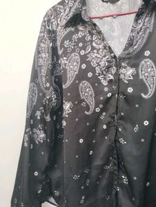 Women Black Printed Casual Shirt