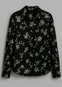 Black floral printed shirt top✨