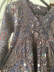 Paisley Print V-Neck Top