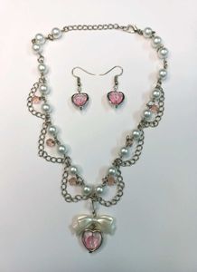 Beautiful Handmade Trendy Pink Heart Necklace Set