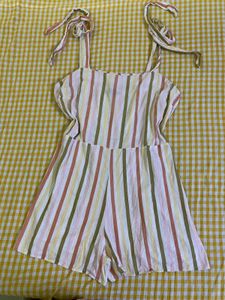 Striped Tie-Strap Romper Fits S/M