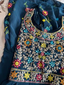 Embroidered Blue Ethnic Gown