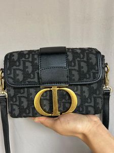 Christian Dior Black Leather Canvas Montaigne