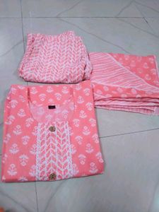 Coral Printed Kurti Set
