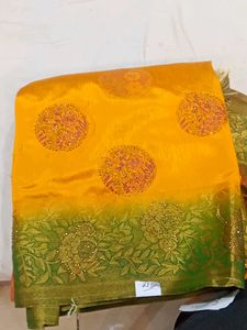 Elegant Yellow & Green Saree (minor issue)