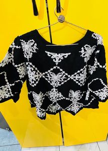 Elegant Black Embroidered Top
