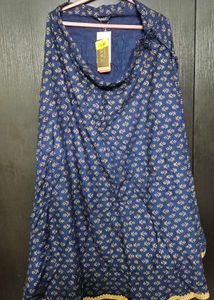 Foil Print Navy Blue Long Skirt