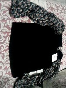 Black Top with Floral Sleeves