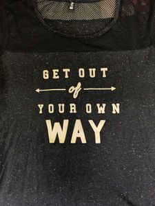 Typography Print Top With Mesh Detail
