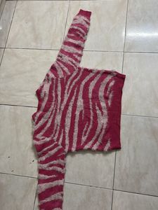 Pink Zebra Print Sweater