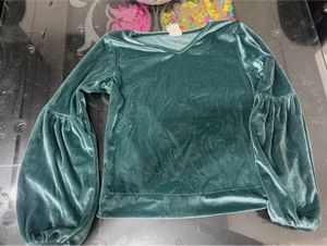 Green Velvet Long Sleeve Top