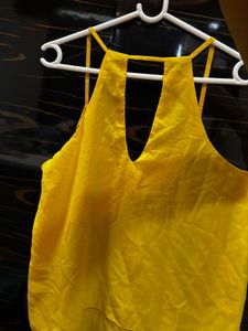 Yellow Spaghetti Strap Layered Tank