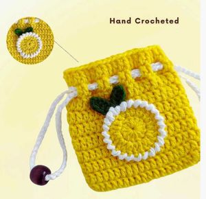 Crochet Lemon Drawstring Pouch