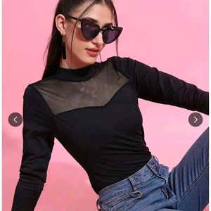 Chic Black Mesh Top
