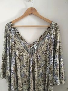 Animal Print V-Neck Top