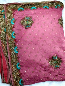 Gorgeous Pink Embellished Saree