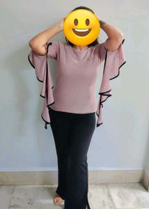 Stylish Pink Top with Flutter Sleeves