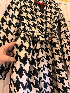 A-shape Houndstooth Coat Dress