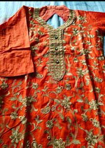 Orange Stitch Kurti