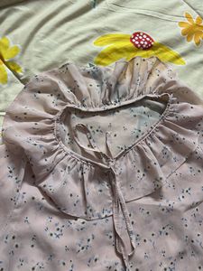 Floral Pink Ruffle Top