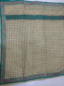 Green &amp; Gold Embellished Border Saree