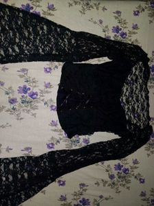 Black Gothic Lace Sleeve Top
