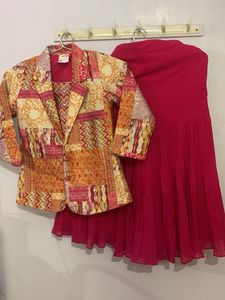 Chic Blazer & Dress Set 3 pis Indowestern baby par