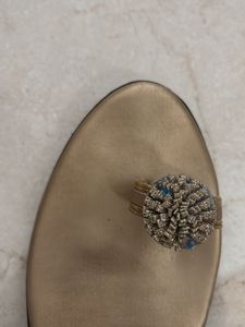 Gold Embellished Toe-Ring Sandal