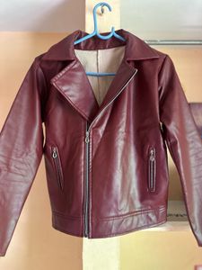 FAUX LEATHER JACKET WITH FUR INSIDE