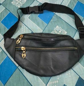 Black Leather Fanny Pack