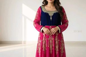 Elegant Pink &amp; Navy gowen