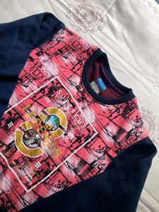 Aesthetic Navy Blue Printed Sweatshirt (Women)