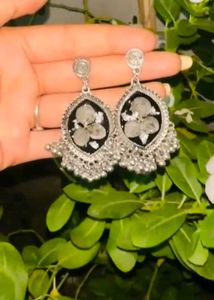Silver Resin  Jhumka Earrings ✨️🖤