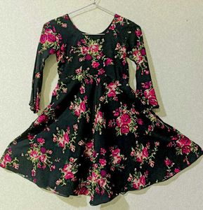Floral Print Long Sleeve Fit & Flare Dress