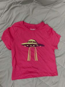 Pink Alien UFO Graphic Tee