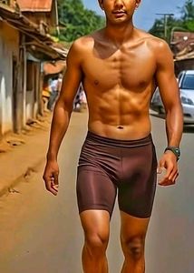 Broun Skintight Fit Lycra Shorts Women And Man