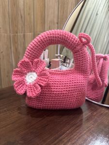 Pink Crochet Mini Bag