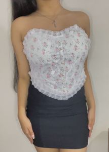 Y2k Cottagecore Corset Lace Rose Top 🌸