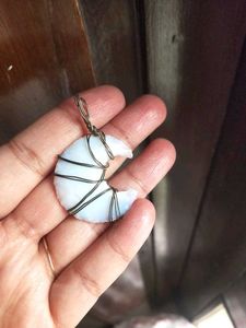 Fire Opal Crystal Pendant Moon Shaped
